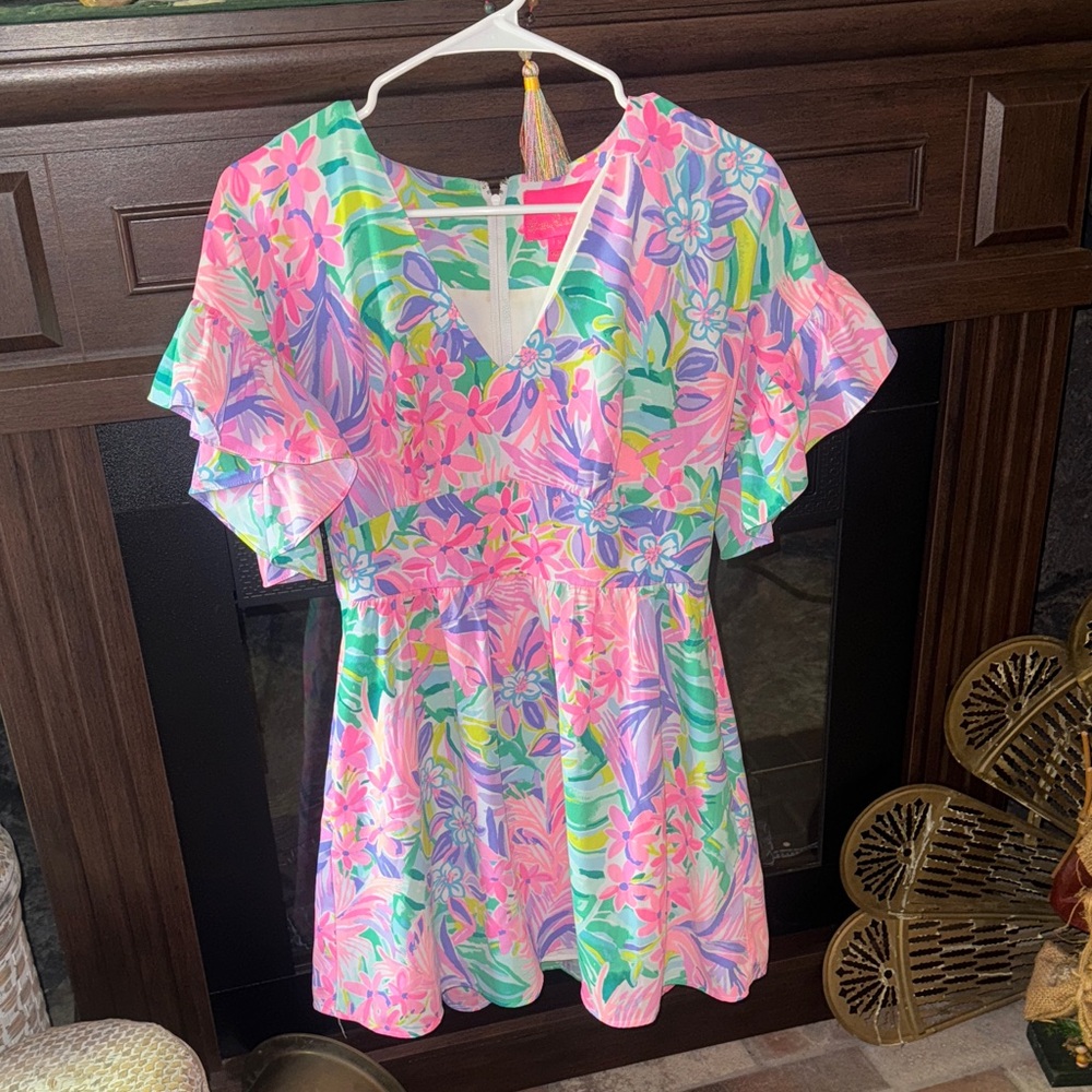 Lilly Pulitzer size 2 sundress Floral Ruffle Sleeve Dress